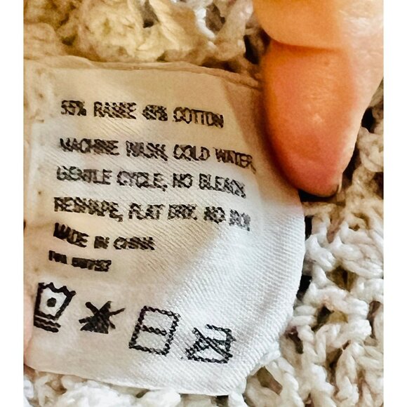 Handmade Round Crochet Tablecloth 56" Dia. Cotton & Ramie Blend Vintage - Picture 9 of 11